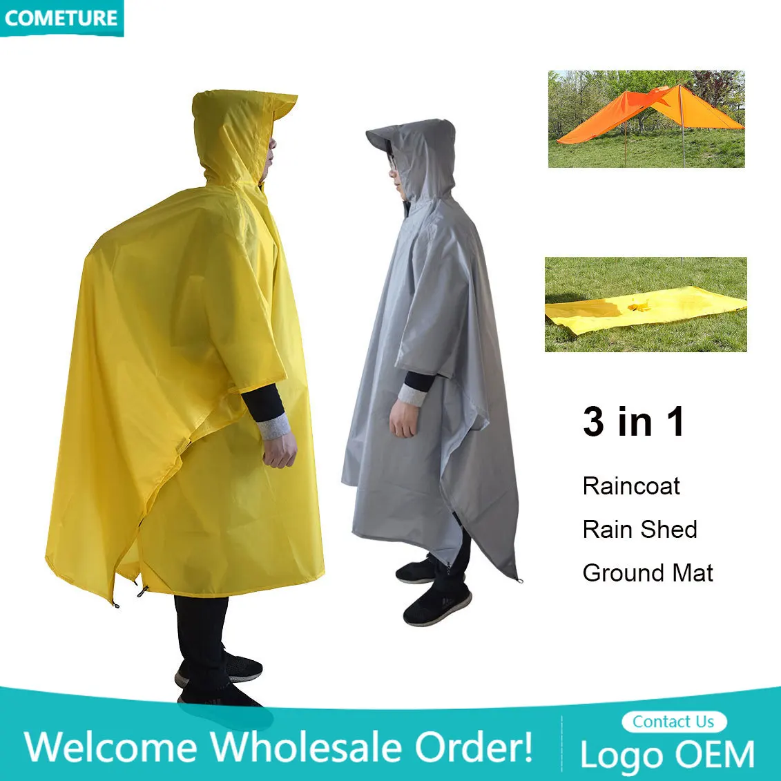 Camping Rain Poncho - Capa de chuva 3 em 1
