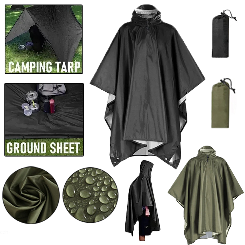 Capa de chuva militar 3 em 1,  - Camping Rain Poncho avaliação e preço
