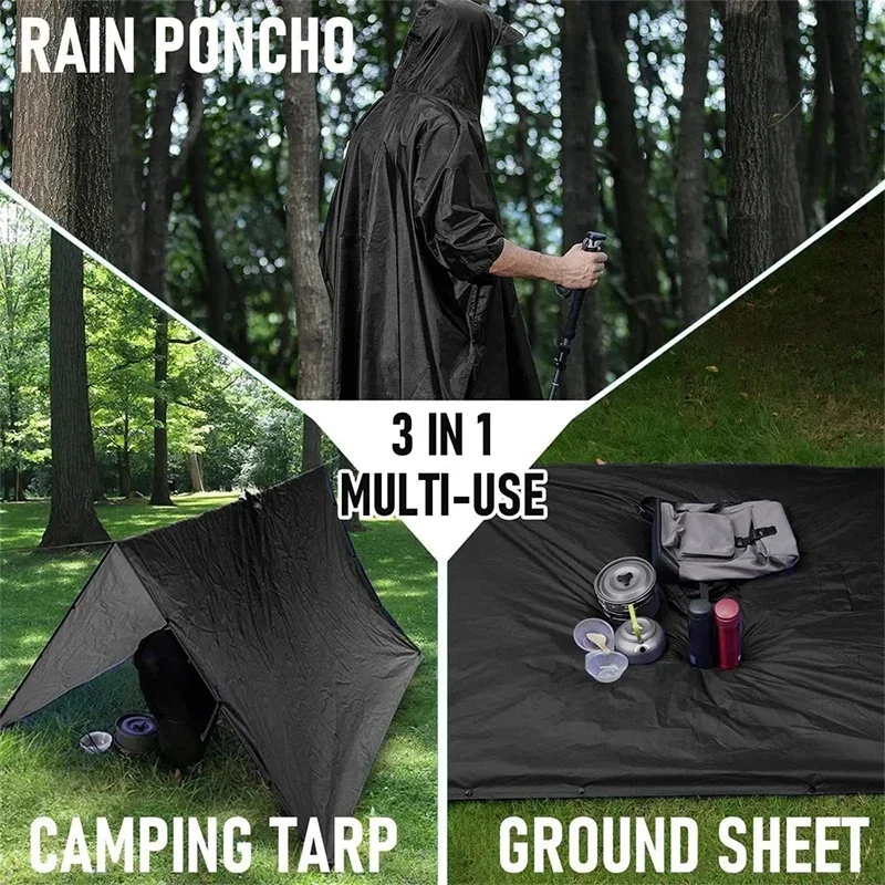 Capa de chuva militar 3 em 1,  - Camping Rain Poncho avaliação e preço